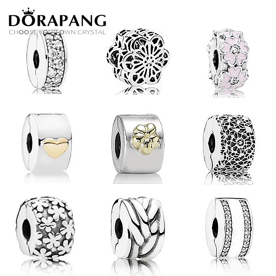 Dorapang 100% 925 Sterling Silver Safety Clip Oryginalny Urok Koralik Fit Bransoletka DIY Bangle Biżuteria Produkcja prezent urodzinowy