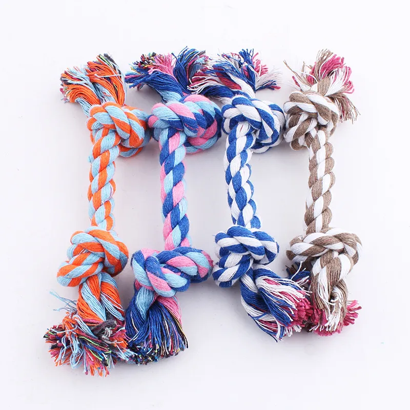 Durable Dog Chew Toy - Cotton Braided Bone Rope, Double Knot, Trumpet ...