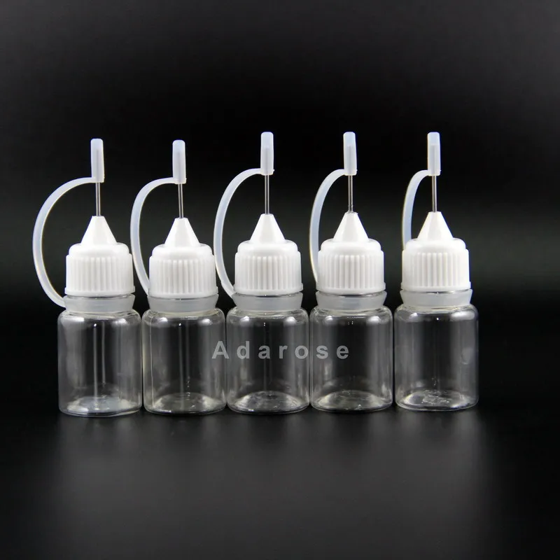 100 PZ 5 ML Flacone contagocce in plastica PET Punta dell'ago in metallo Tappo dell'ago Squeezable armamentario da laboratorio