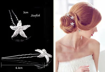 Gorący Sprzedawanie Bridal Party Prom Starfish Crystal Hair Pins Hair Stick Girl High Quality Hair Class