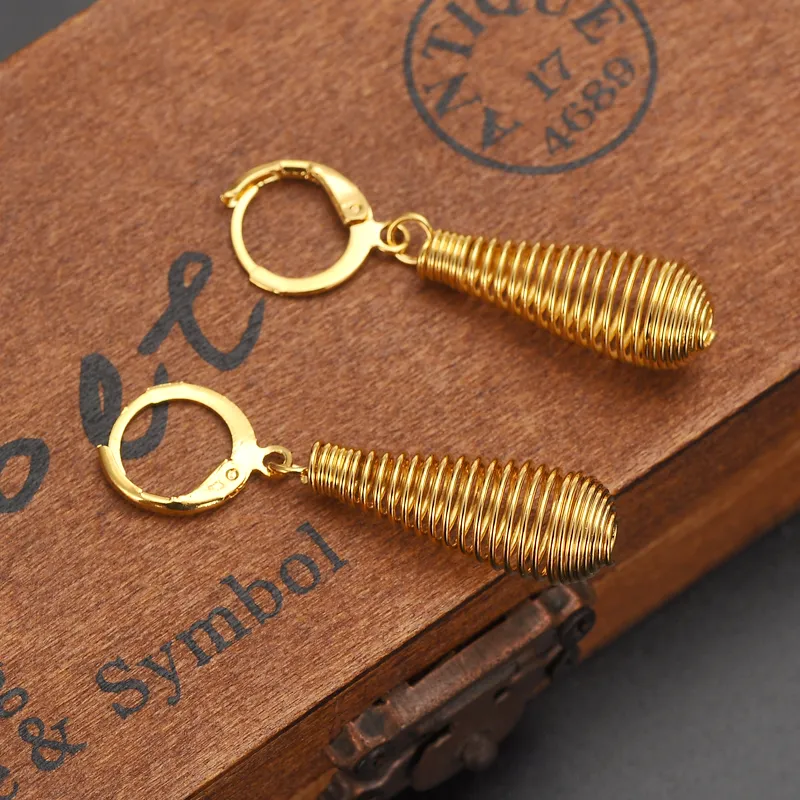 Bigwigs – boucles d'oreilles percées en or fin jaune 18 carats, forme à ressort graduée, longue, nouveau cadeau, Boxed271c