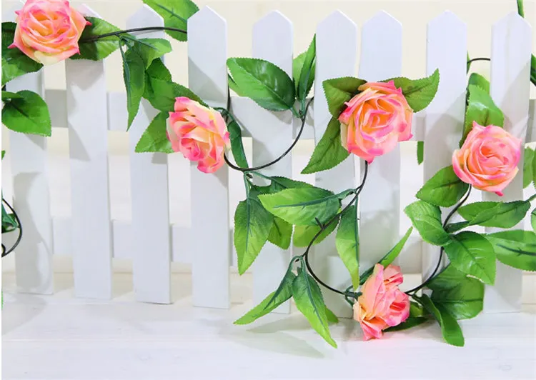 結婚式の装飾新しい人工絹のバラの花のつるのぶら下がっているガーランドのウェディングホームウォールパーティーの装飾10個/ロット送料無料