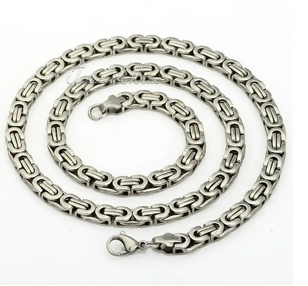 Moda nuovi gioielli in stile bohemien 8mm 24 '' argento piatto bizantino in acciaio inossidabile Curb Link collana a catena amici regali di festa in vendita