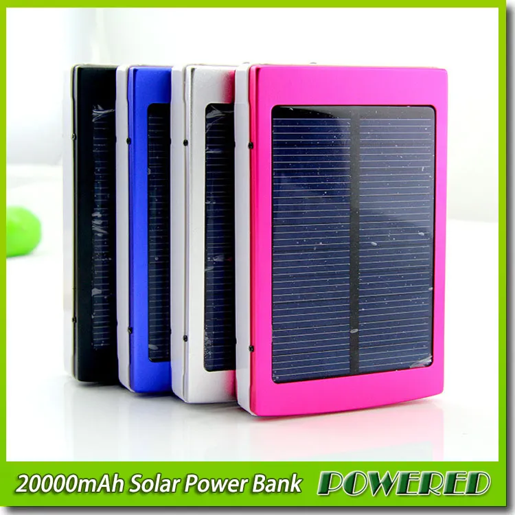 20000 mAh Solar Power bnak Panel external Charger Dual 20000mah solar Charging Ports 3 colors choose for