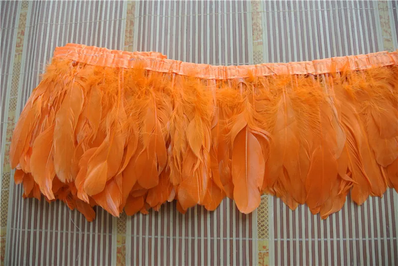 10 metrów pomarańczowo -gęsi pióra z frędzlami gęsi z frędzlami o szerokości 1520 cm dla kostiumów szycia dekoracje1380992