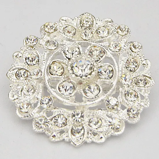 Avalaya Large Bridal Diamante Flower Brooch In Rhodium Plated Metal - Foto 3