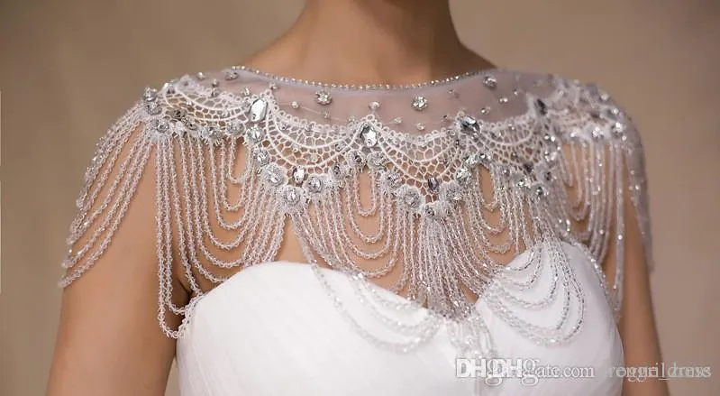 Bling Bling High Quality Bride Shoulder Chain Bridal Beads Crystals Wraps Wedding Bridal fashion Necklace Wedding Jewelry Rhinesto9438842