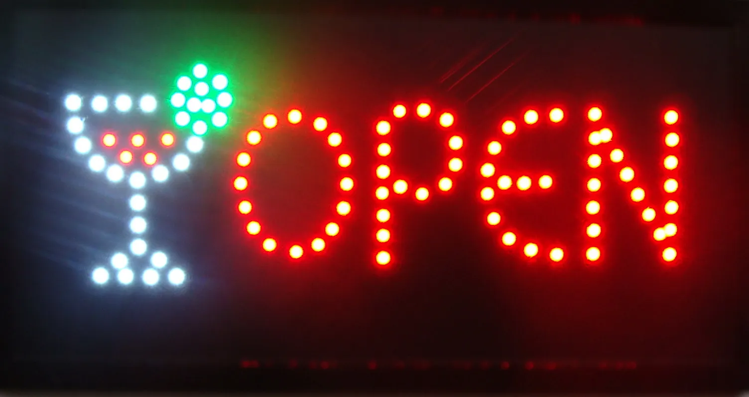 Gorąca sprzedaż 10x19 cali półdekorski Ultra Bright LED Sign Board of Led Bar Open Neon Sign