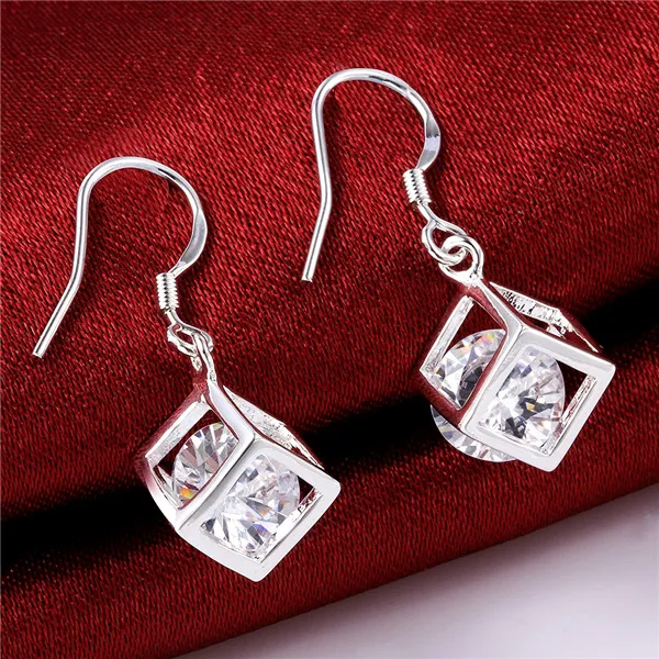 Brand new sterling silver plate Whitehead earrings DFMSE583,women's 925 silver Dangle Chandelier wedding gemstone earrings factory direct