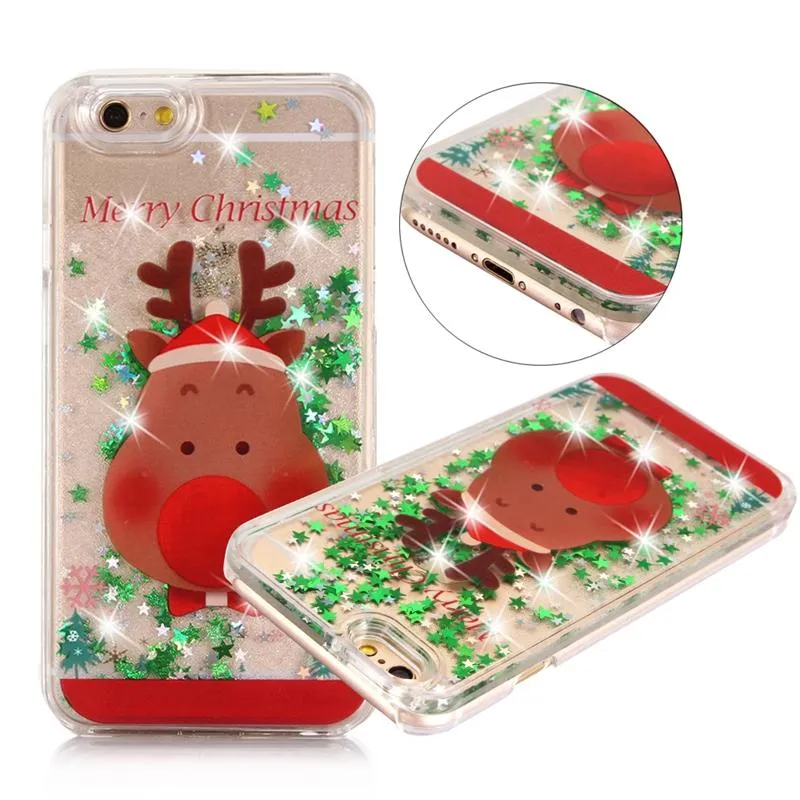 2017 New Merry Christmas Tree Dynamic Colorful Quicksand Glitter Phone Case For iphone 7 7Plus 6 6s Plus Hard back cover coque
