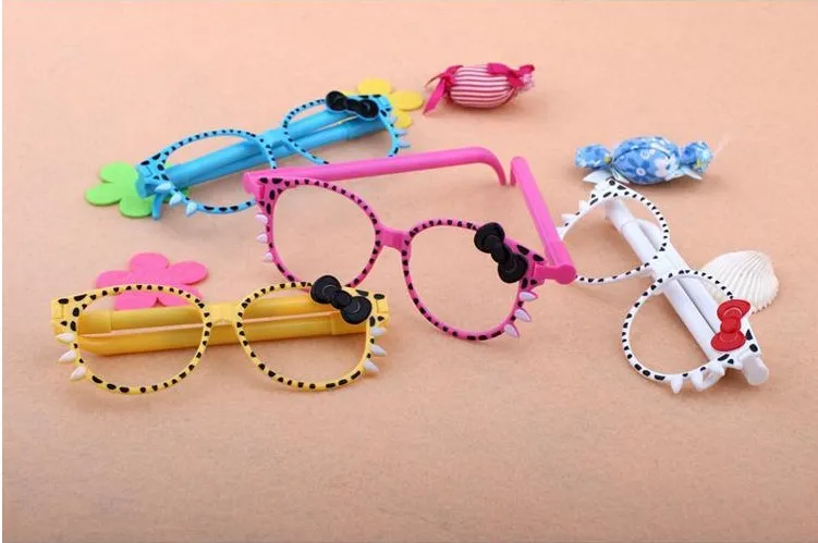 2015 S Bowknot Leopard Grain Cat Glasses Ballpoint Pen Creative Glasses Modeling Ballpoint Pen The Child Stationery lot5823841