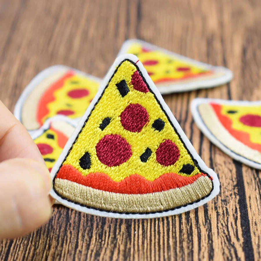 remendos bordados de pizza para roupas de ferro em transferência applique remendo de comida para bolsas de jeans DIY costurar em adesivos de bordado298C