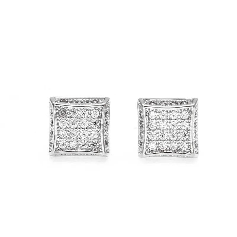 2017 mode hommes femmes HIP HOP carré boucles d'oreilles or rempli cubique Zircon CZ boucles d'oreilles bijoux de fête de mariage TOP qualité