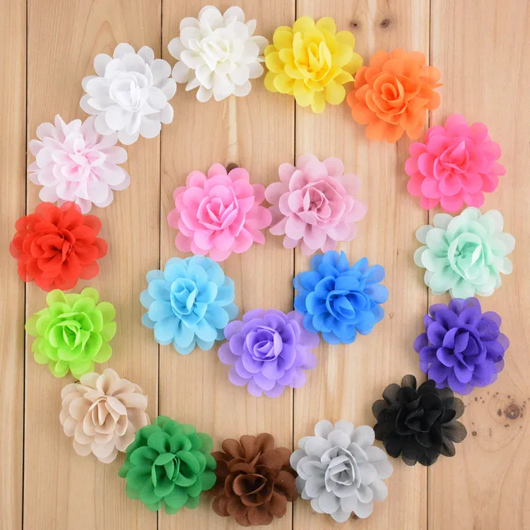 2 flores de cabello bebé para diademas de tela de tela flores de gasa sin clips 2 flores de cabello bebé para diademas de tela de tela flores de gasa sin clips