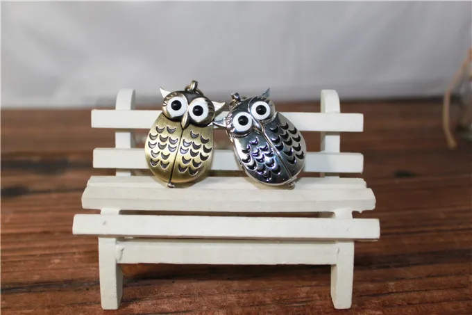 Cute Vintage Night owl Necklace Pendant Quartz Pocket Watch Necklace Owl Watches PW006