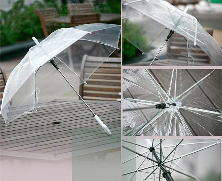 50 stks Fedex Free Wholesale Transparante Paraplus Clear PVC Paraplu's Lange Handvat Parasols Rainproof