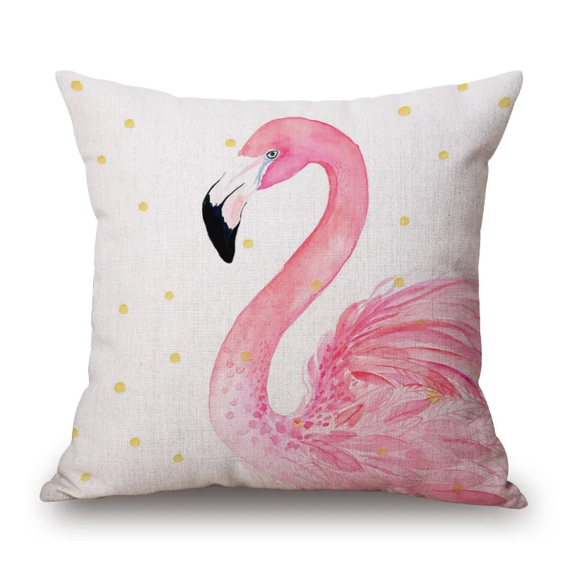 flamingo decoration cushion cover bright pink tropical print chaise chair throw pillow case wild animal home office almofada5677695