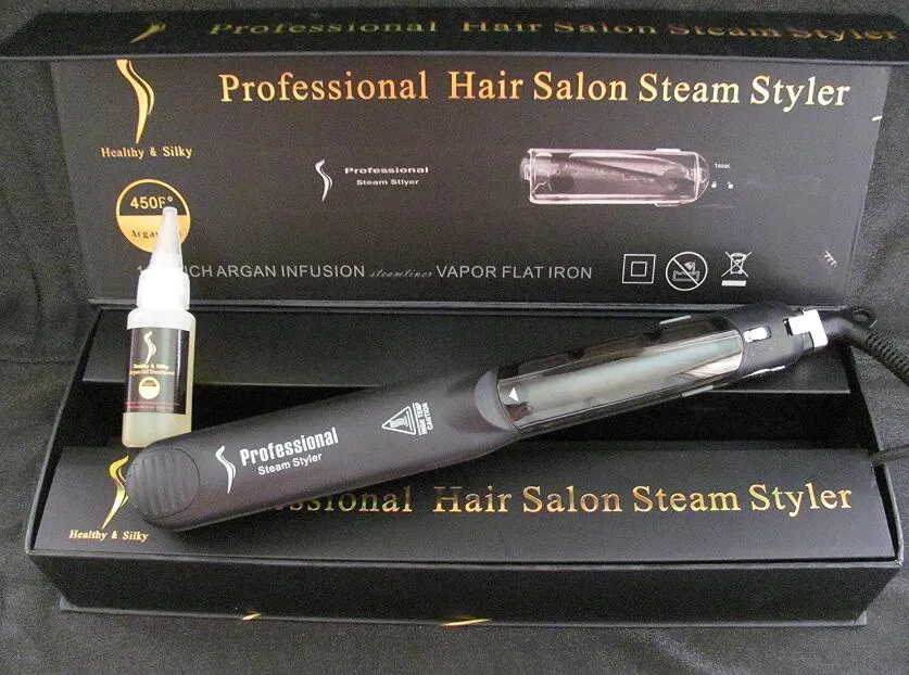 Professionell Hair Salon Steam Styler Hair Straightener Irons Steam Flat Iron Damp Fast Uppvärmning Hårvård Styling Verktyg