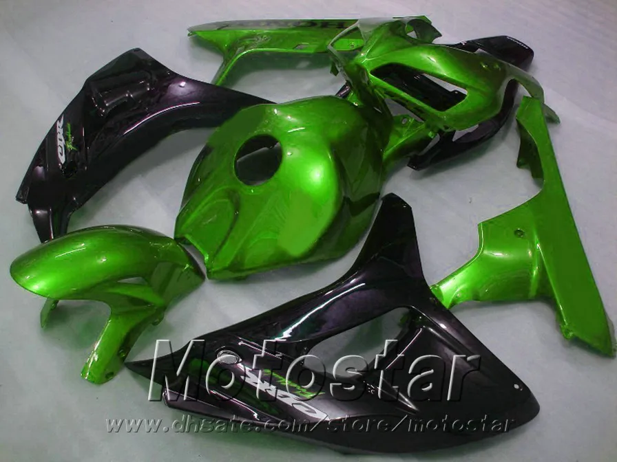 Injektionsgjutning ABS Full Fairing Kit för Honda 2006 2007 CBR1000RR 06 07 Bodywork CBR 1000 RR Black Green Fairings Set AQ71