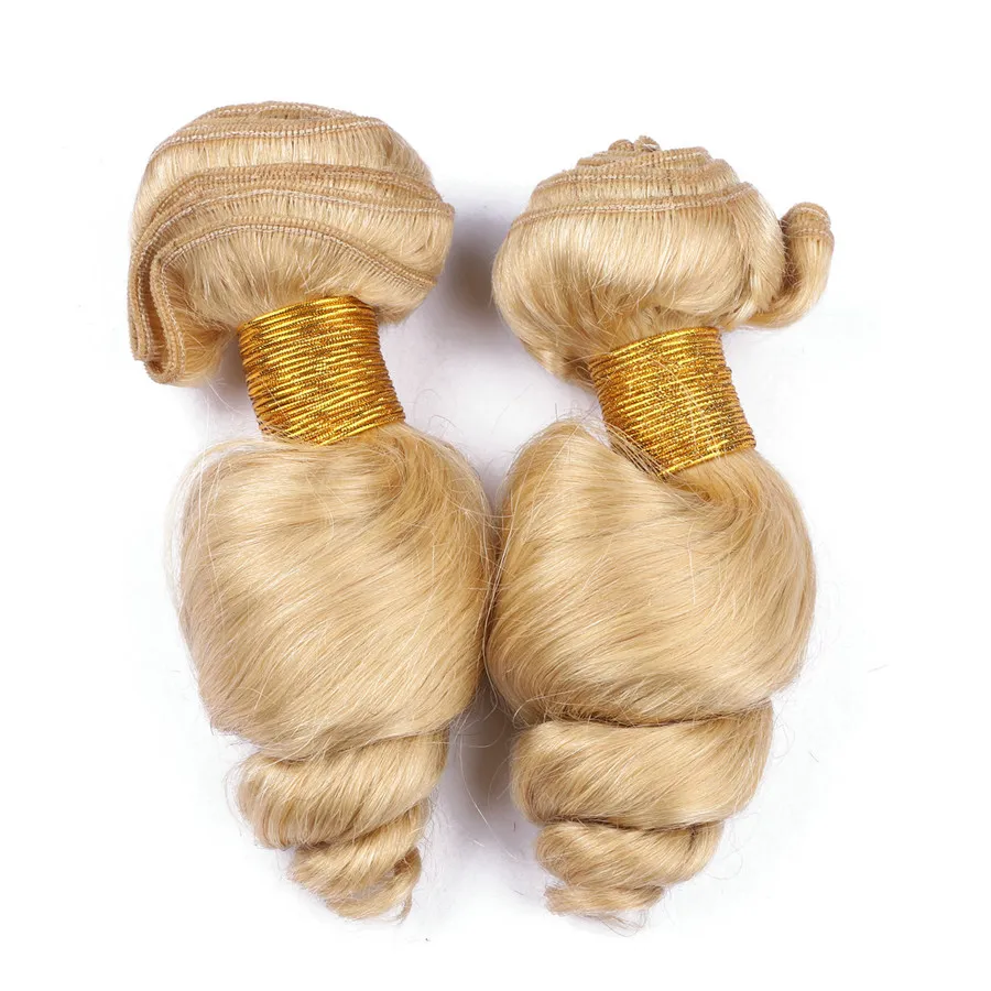 8A Grade 613 Platinum Blondin Lösvåg Mänskligt Hår Vävar 3st Varor Blondin Virgin Hair Extensions 3 Bundles Lossa Wave Hair Wefts