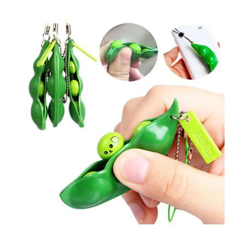 Hot Sale Extrusion Pea Bean Anti-Anxiety Stress Relieve Toy Keychain Keyring TO316