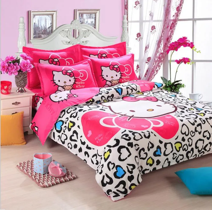 100 Cotton Hello Kitty Home Textile Reactive Print Bedding Sets