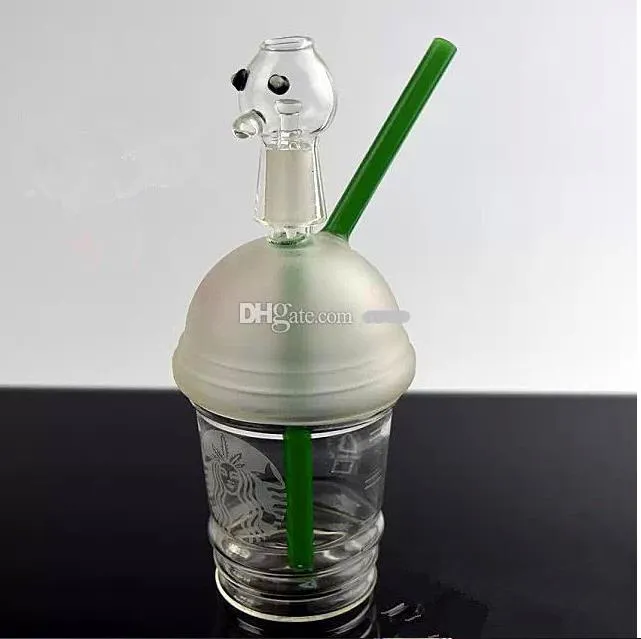 2018 Custodie telefoniche precipitose Spedizione gratuita Starbuck Cup sabbiato Dab Concentrato Oil Rig Bong in vetro 14,4 mm Cupola e pipe per unghie Narghilè