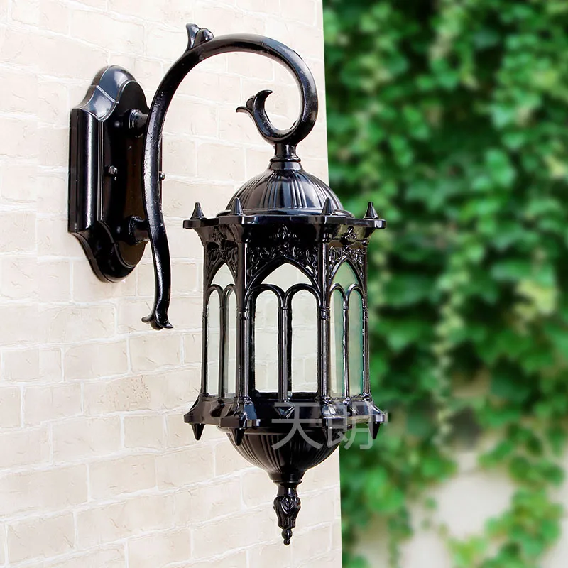 Waterproof Outdoor Wall Lamps Vintage Hexagon Hanging European Villa Landscape Outside IP44 Corridor Hallway Sconces Fixtures