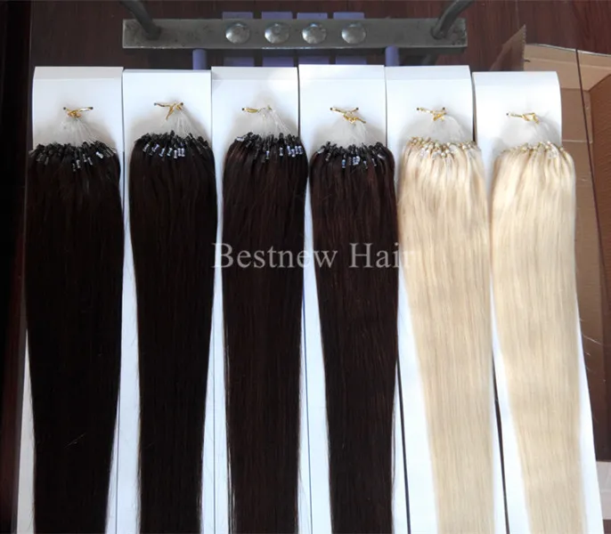 LUMMY Silicone Micro Rings Loop Hair Extensions 16quot24quot Indian Remy Human Hair 1GS 100SPack Silk Straight9212382