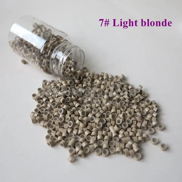 HELA 1000PCSBOTTLE 533MM 7LIGHT Blond aluminium Silikonfodrad Micro Ringslinksbeads for Feather Human Hair Extensions4870468