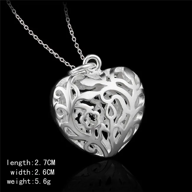 Factory price 925 Sterling silver hollow heart pendant necklace fashion jewelry Valentine's Day gift for girls 