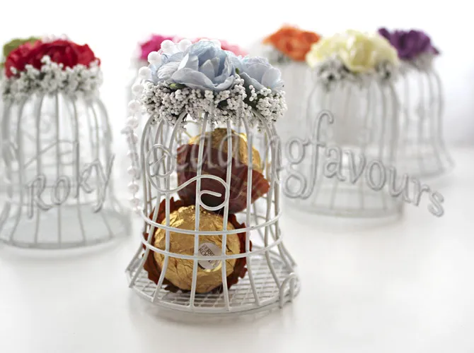 100 pezzi favori unici BELL bianco Birdcage con fiori forniture di nozze bomboniere bomboniere, bomboniere
