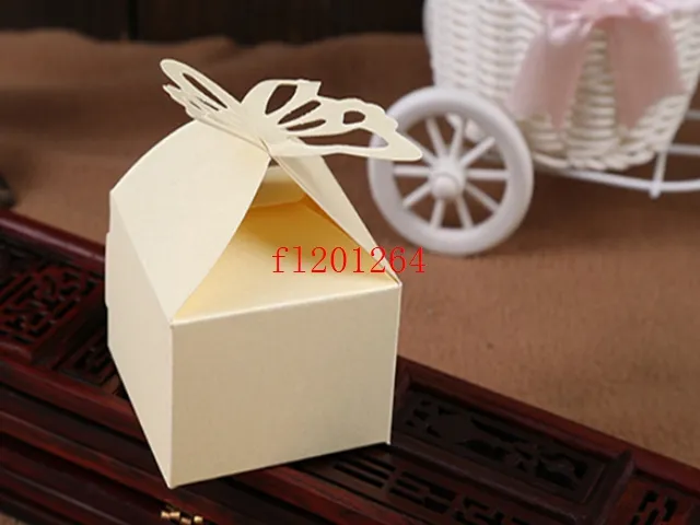 Livraison gratuite papier perlé mariage papillon boîte à bonbons bébé douche faveur boîte faveur boîte cadeau boîte 4 couleurs, 