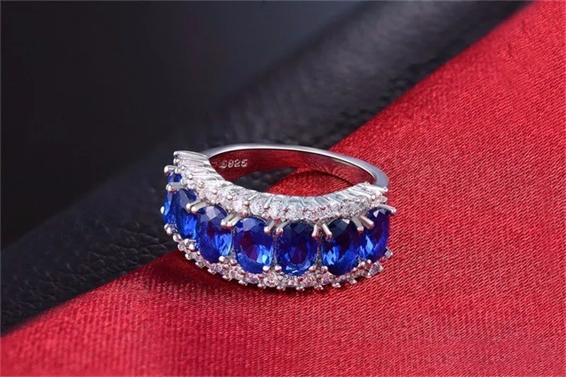 YHAMNI Luxe Nieuwe Mode 925 Zilveren Sterling Ring Sieraden Blauwe Diamant 10KT Vintage Party Engagement Trouwringen Voor Vrouwen R0097516868