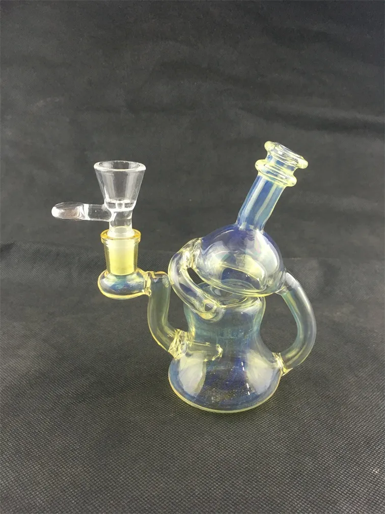 Narguilé en verre, bang de plate-forme pétrolière jaune clair gtl, pipe à fumer, joint de 14 mm sont les bienvenus sur commande