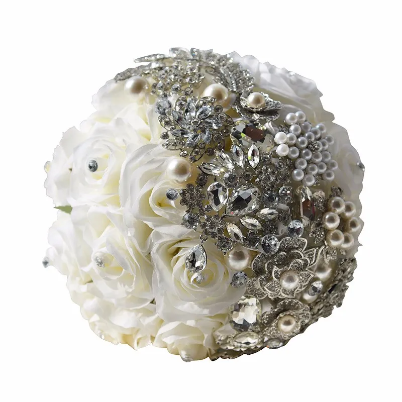 Modabelle Whiteivoryredpurplepink Crystal Buket Broş Buket de Mariage Blanc Gelin Düğün Buketleri için2953270