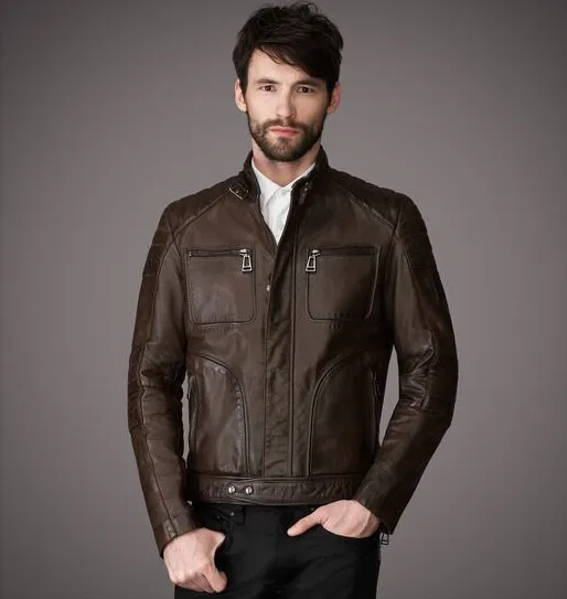 Latest men leather jackets your winter ideal jackets concise slim quiet jackets 4 pockets closed with zipper cost-effective jackets