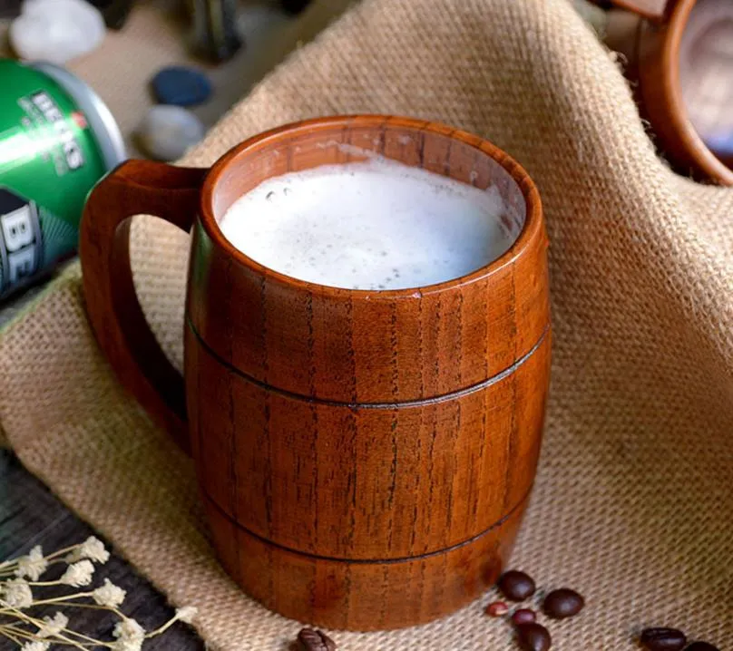 by DHL or EMS 50 pcs Heatproof Classical Wood Work Wooden Beer Tea Coffee Cup Mug Eco-friendly 400ml For Gatherings Party