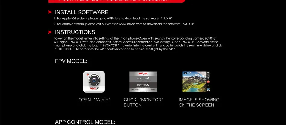 MJX C4018 PFV WIFI C mara 1.0MP 720p HD C mara Drone Parte Para