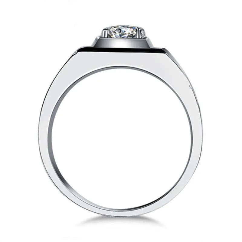 Vecalon 2016 mode nouvelle bague de mariage pour hommes 1ct diamant simulé Cz 925 argent Sterling mâle bague de fiançailles