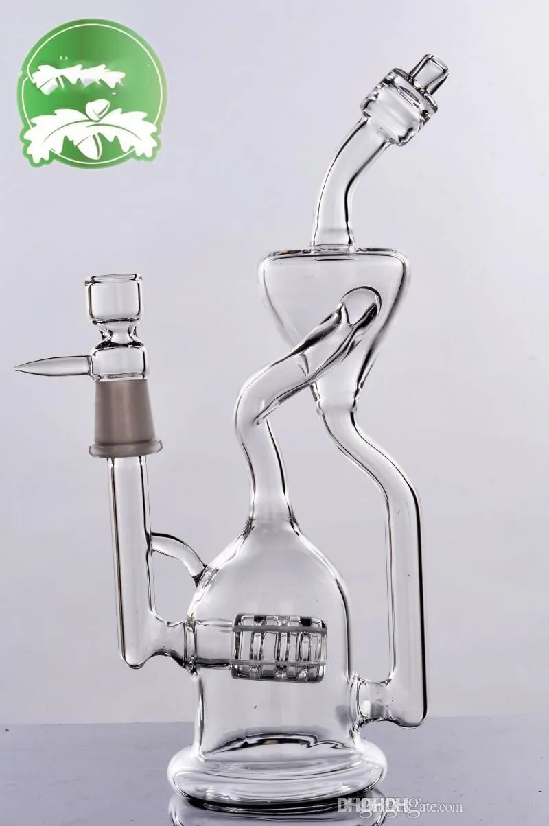 2022 Tree Recycler Triple Perc Narghilè in vetro Tubi l'acqua Gorgogliatore 14,4 mm Giunto a mano in linea Catcher cenere Impianti petroliferi bong in vetro a impulsi