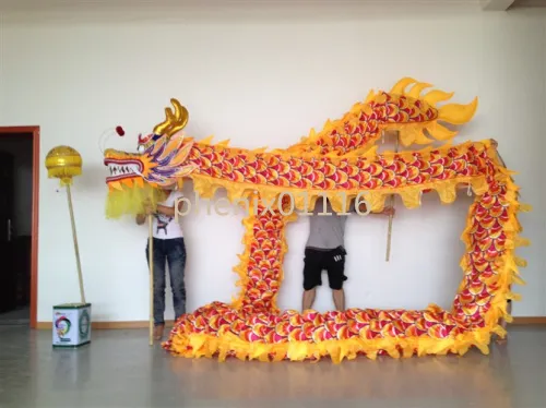 10 m tamanho 5 Para 8 tecido de seda para estudantes Chinese Spring Day DRAGON DANCE ORIGINAL Dragon Chinese Folk Festival Celebration Costume