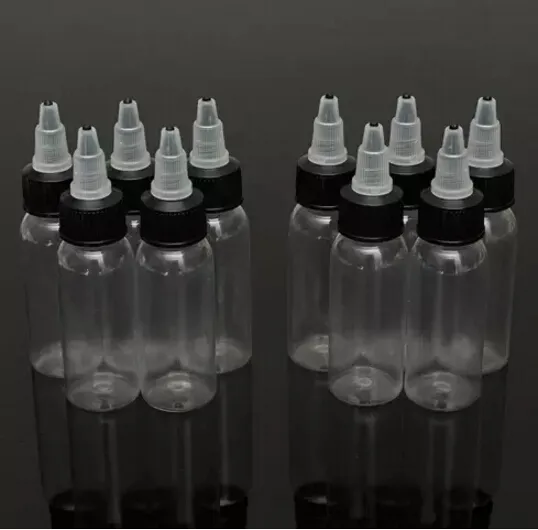 Venta al por mayor, nuevo, 20 unids/lote, 120ml, 4OZ, tapa giratoria, botella para pigmento de tinta de tatuaje transparente de plástico vacío, suministros, botella de tinta de pigmento para tatuaje