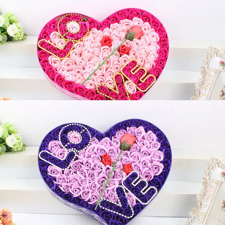 Hot Sale 1boxNice Soap Flower Heart shape Love Style Rose Flower Handmake Paper Rose Soap