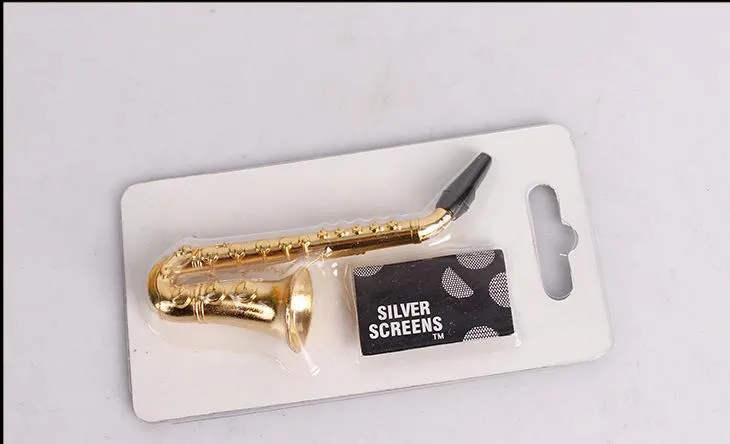 Suction card with a mesh set of metal pipe gold plated saxophone trumpet filter cigarette holder