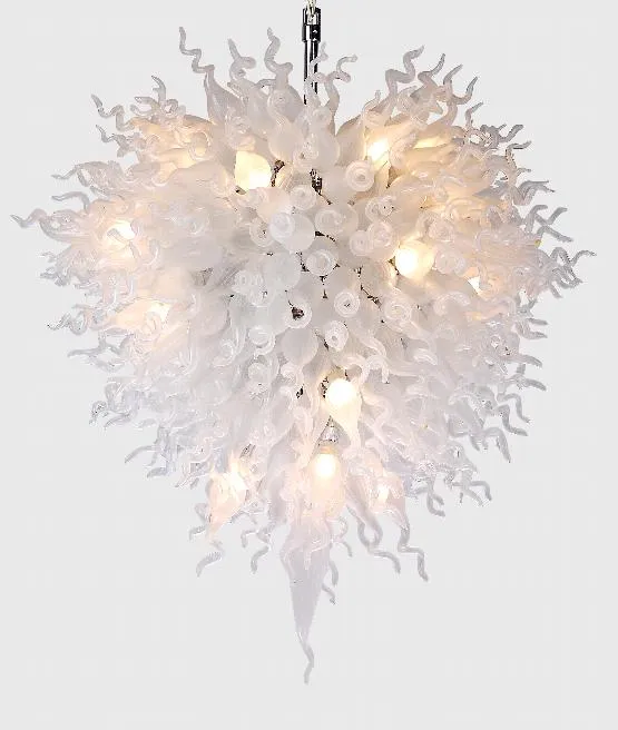 Lamps Large White Chandeliers Wedding Decor LED light 100% Hand Blown Spiral Glass Pendant Chandelier Lighting