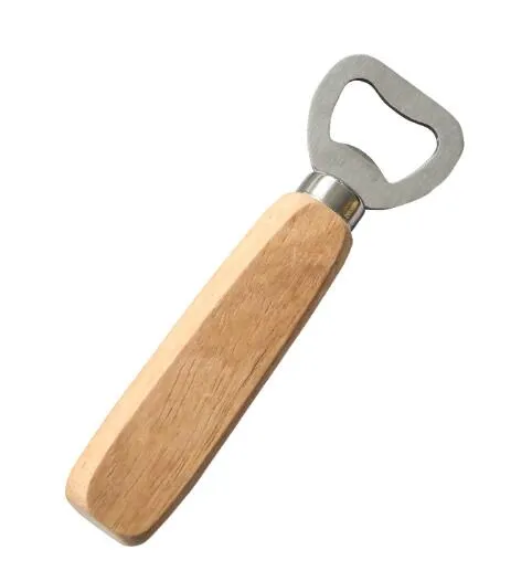 Stainless Steel Wooden Handle Red Wine Beer Bottle Opener Handheld Bartender Soda Glass Cap Openers Kitchen Bar Tools KD