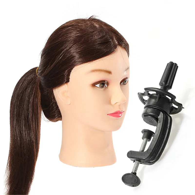 Gratis fraktträning Head Stand Holder Wig Stand Head Clamp Plast Metal Mannequin Head Holder Hårförlängnings tillbehör