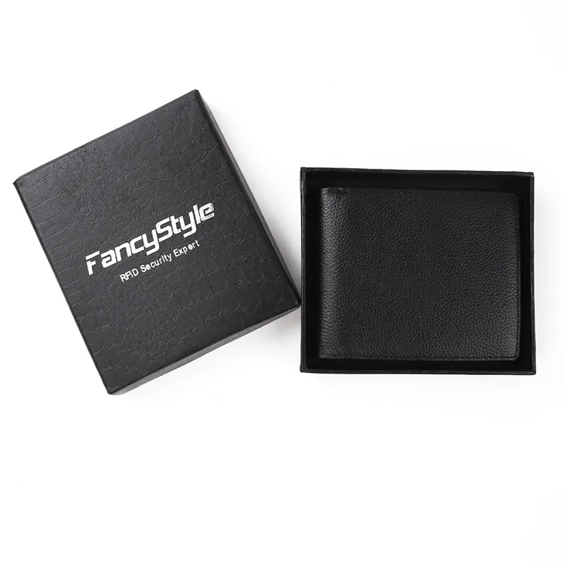 нового конструктора Mens RFID безопасности бумажника RFID кожаный бумажник флип ID карты держатель черный коричневый 2 цвета с новыми подарочной упаковке
