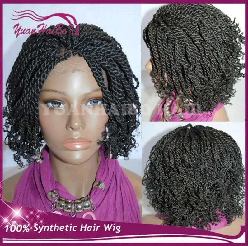 Curly Synthetic Braided Lace Front Wig Heat Resistant Kinky Twists Full Handwork Braids Wigs for Black Women Express Delivery